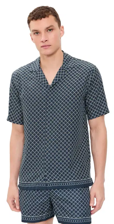 Orlebar Brown Maitan Tessoro Collared Shirt Night Iris | Thumbnail 1 Orlebar Brown Maitan Tessoro Collared Shirt Night Iris | Thumbnail 1