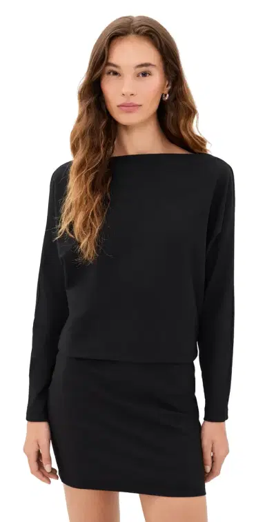 Enza Costa upima tructured Jersey Doman Curve Dress Black | Thumbnail 1 Enza Costa upima tructured Jersey Doman Curve Dress Black | Thumbnail 1