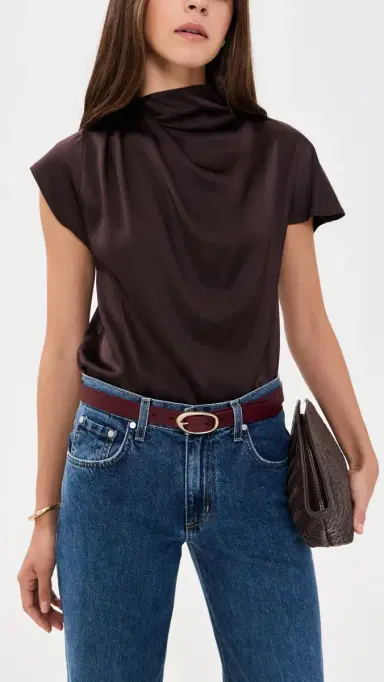 TWP Narrow Leather Belt Burgundy | Thumbnail 3 TWP Narrow Leather Belt Burgundy | Thumbnail 3