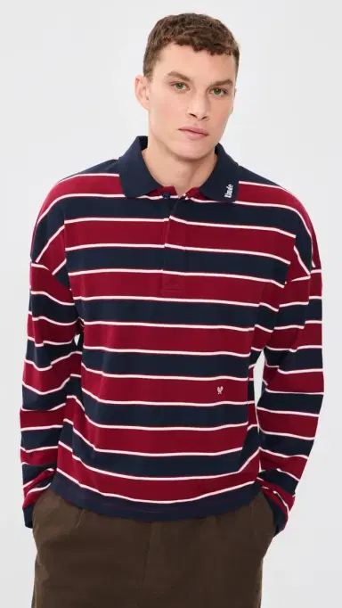 Rhude Fontaine triped Polo Shirt Bordeaux/Blue/White | Thumbnail 2 Rhude Fontaine triped Polo Shirt Bordeaux/Blue/White | Thumbnail 2