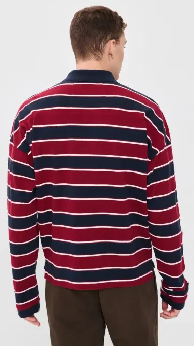 Rhude Fontaine triped Polo Shirt Bordeaux/Blue/White | Thumbnail 3 Rhude Fontaine triped Polo Shirt Bordeaux/Blue/White | Thumbnail 3