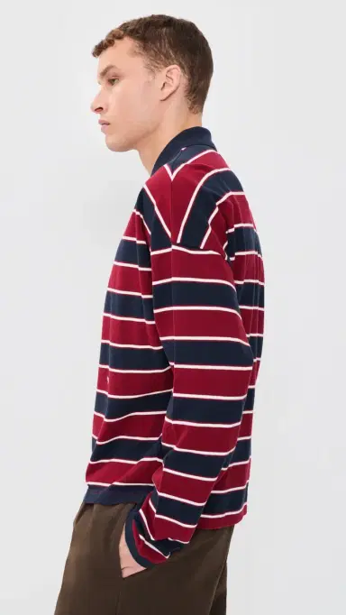 Rhude Fontaine triped Polo Shirt Bordeaux/Blue/White | Thumbnail 4 Rhude Fontaine triped Polo Shirt Bordeaux/Blue/White | Thumbnail 4