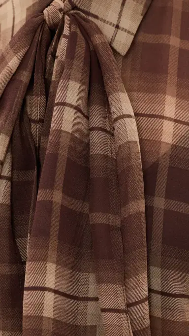 BARDOT Cecile Scarf Button Down Shirt Brown Check | Thumbnail 6 BARDOT Cecile Scarf Button Down Shirt Brown Check | Thumbnail 6