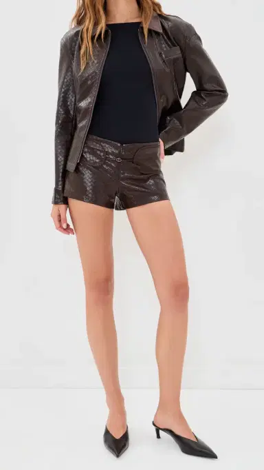 Lioness oho Faux Leather Shorts Coffee | Thumbnail 2 Lioness oho Faux Leather Shorts Coffee | Thumbnail 2