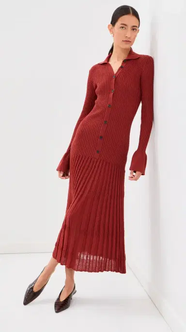 Proenza Schouler Textured Rosario Dress Rust | Thumbnail 2 Proenza Schouler Textured Rosario Dress Rust | Thumbnail 2