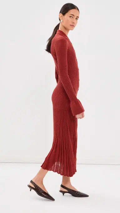 Proenza Schouler Textured Rosario Dress Rust | Thumbnail 4 Proenza Schouler Textured Rosario Dress Rust | Thumbnail 4