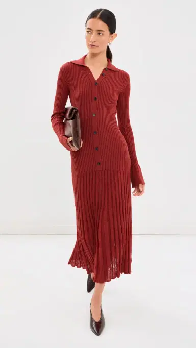 Proenza Schouler Textured Rosario Dress Rust | Thumbnail 5 Proenza Schouler Textured Rosario Dress Rust | Thumbnail 5