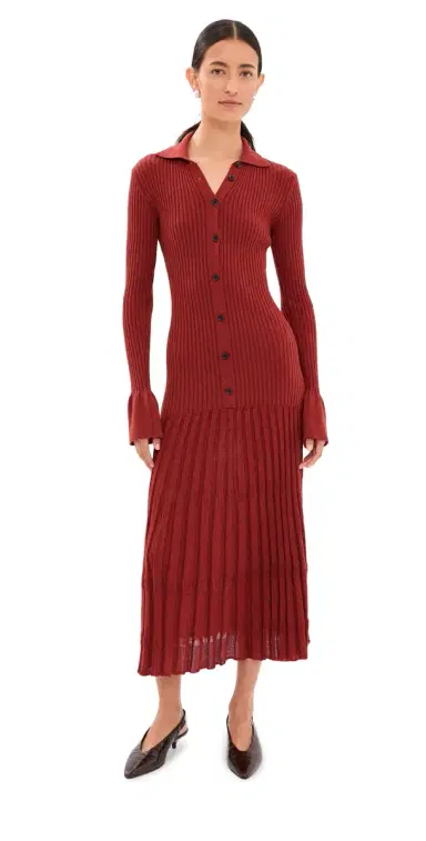 Proenza Schouler Textured Rosario Dress Rust | Thumbnail 1 Proenza Schouler Textured Rosario Dress Rust | Thumbnail 1