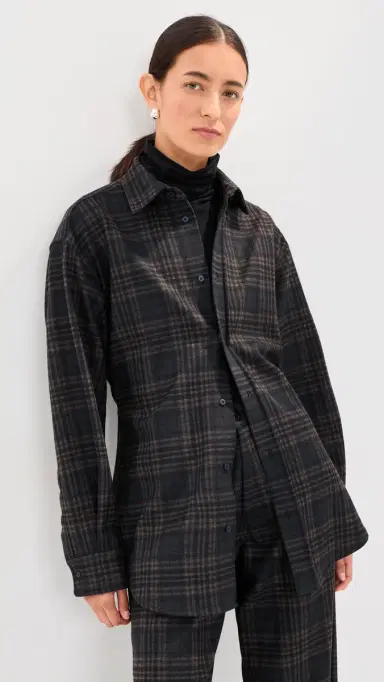 DARKPARK Anne Tartan Tailored Button Down Shirt Blue/Grey/Red | Thumbnail 2 DARKPARK Anne Tartan Tailored Button Down Shirt Blue/Grey/Red | Thumbnail 2
