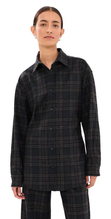 DARKPARK Anne Tartan Tailored Button Down Shirt Blue/Grey/Red | Thumbnail 1 DARKPARK Anne Tartan Tailored Button Down Shirt Blue/Grey/Red | Thumbnail 1