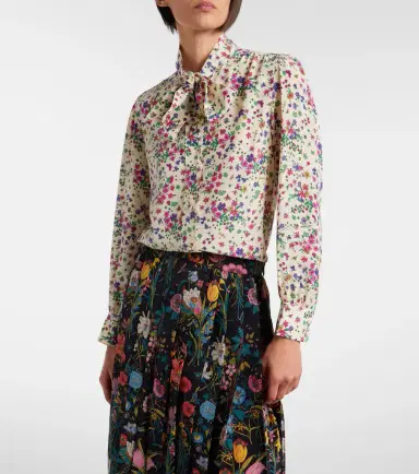Gucci Floral tie-neck silk shirt | Thumbnail 5 Gucci Floral tie-neck silk shirt | Thumbnail 5