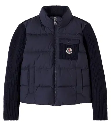 Moncler Enfant Tricot down-paneled wool and cashmere jacket | Thumbnail 1 Moncler Enfant Tricot down-paneled wool and cashmere jacket | Thumbnail 1