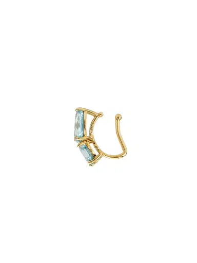 Wish Fine Jewelry 6.35ct Aquamarine 18K Gold Two Stone Ear Cuff | Thumbnail 2 Wish Fine Jewelry 6.35ct Aquamarine 18K Gold Two Stone Ear Cuff | Thumbnail 2