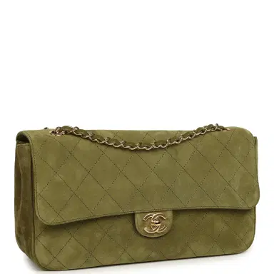 Chanel Chanel Maxi "Souplissimo" Small Flap Bag Khaki Suede Gold Hardware | Thumbnail 2 Chanel Chanel Maxi "Souplissimo" Small Flap Bag Khaki Suede Gold Hardware | Thumbnail 2