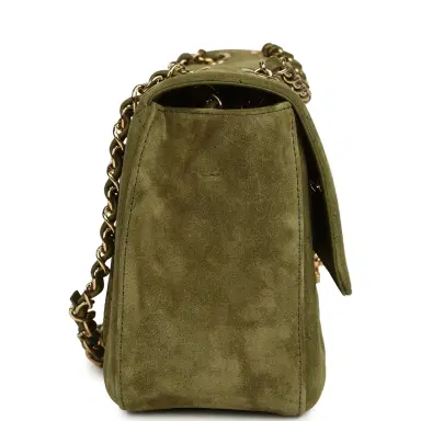 Chanel Chanel Maxi "Souplissimo" Small Flap Bag Khaki Suede Gold Hardware | Thumbnail 4 Chanel Chanel Maxi "Souplissimo" Small Flap Bag Khaki Suede Gold Hardware | Thumbnail 4