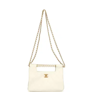 Chanel Chanel Pearl Top Handle Small Shopping Bag White Shiny Lambskin Brushed Gold Hardware | Thumbnail 8 Chanel Chanel Pearl Top Handle Small Shopping Bag White Shiny Lambskin Brushed Gold Hardware | Thumbnail 8