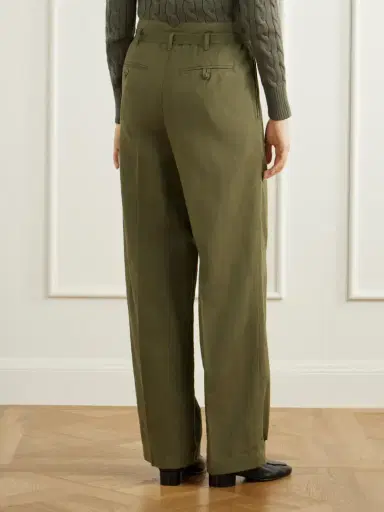 Polo Ralph Lauren Belted Cotton And Linen-blend Canvas Wide-leg Pants | Thumbnail 4 Polo Ralph Lauren Belted Cotton And Linen-blend Canvas Wide-leg Pants | Thumbnail 4