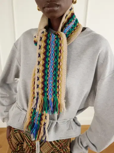 Dries Van Noten Fringed Intrasia-knit Wool Scarf | Thumbnail 3 Dries Van Noten Fringed Intrasia-knit Wool Scarf | Thumbnail 3