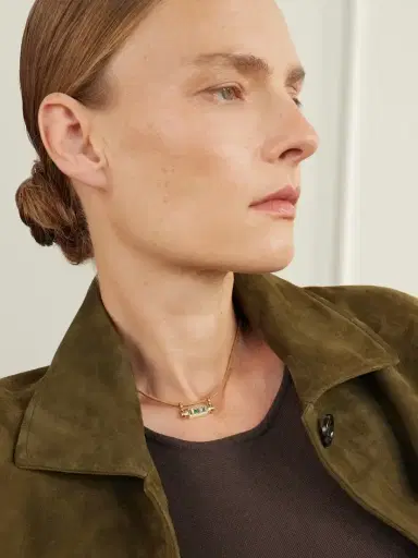 Marie Lichtenberg Luck 18-karat Yellow And White Gold, Emerald And Leather Necklace | Thumbnail 2 Marie Lichtenberg Luck 18-karat Yellow And White Gold, Emerald And Leather Necklace | Thumbnail 2