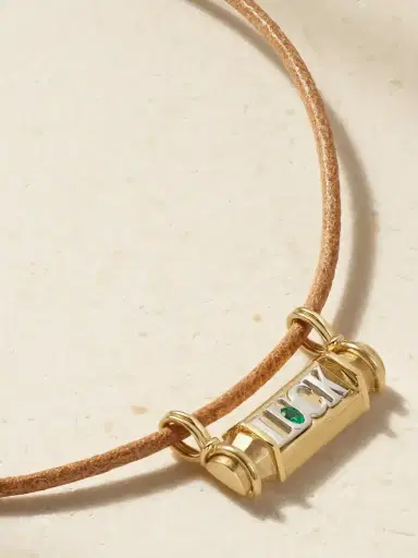 Marie Lichtenberg Luck 18-karat Yellow And White Gold, Emerald And Leather Necklace | Thumbnail 4 Marie Lichtenberg Luck 18-karat Yellow And White Gold, Emerald And Leather Necklace | Thumbnail 4
