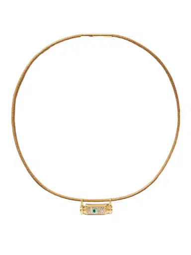 Marie Lichtenberg Luck 18-karat Yellow And White Gold, Emerald And Leather Necklace | Thumbnail 1 Marie Lichtenberg Luck 18-karat Yellow And White Gold, Emerald And Leather Necklace | Thumbnail 1