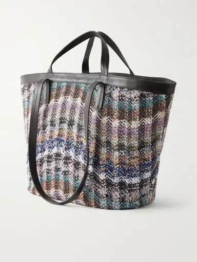 Missoni Trapezoid Medium Leather-trimmed Metallic Crochet-knit Tote | Thumbnail 4 Missoni Trapezoid Medium Leather-trimmed Metallic Crochet-knit Tote | Thumbnail 4