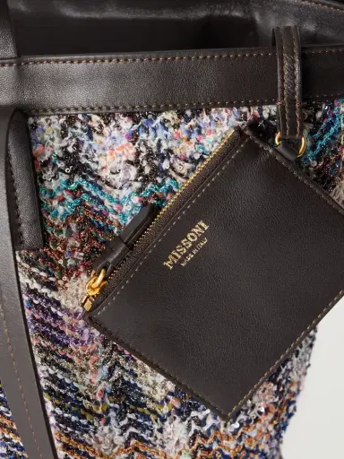Missoni Trapezoid Medium Leather-trimmed Metallic Crochet-knit Tote | Thumbnail 5 Missoni Trapezoid Medium Leather-trimmed Metallic Crochet-knit Tote | Thumbnail 5