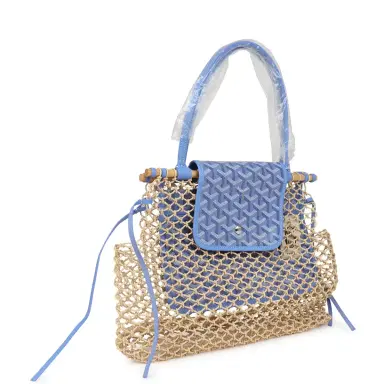 goyard Goyard Goyardine Canvas Iris Aligre Bag Raffia Net Palladium Hardware | Thumbnail 2 goyard Goyard Goyardine Canvas Iris Aligre Bag Raffia Net Palladium Hardware | Thumbnail 2