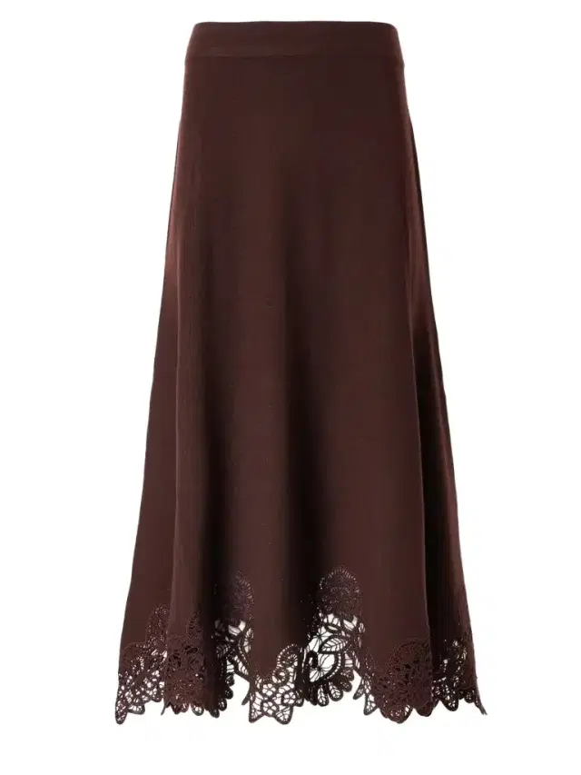 Valiant Lace-trimmed Wool Midi Skirt Valiant Lace-trimmed Wool Midi Skirt