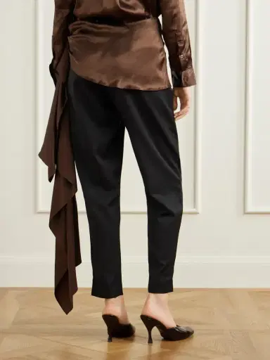 Abadia Draped Satin-trimmed Wool-blend Twill Straight-leg Pants | Thumbnail 4 Abadia Draped Satin-trimmed Wool-blend Twill Straight-leg Pants | Thumbnail 4