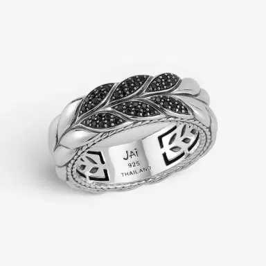 JAI JAI Sterling Silver Black Spinel Basketweave Men's Band Ring JJH5020MR-BS - by The Solist | Thumbnail 2 JAI JAI Sterling Silver Black Spinel Basketweave Men's Band Ring JJH5020MR-BS - by The Solist | Thumbnail 2