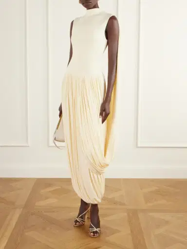 Abadia Bamboo Asymmetric Draped Midi Dress | Thumbnail 2 Abadia Bamboo Asymmetric Draped Midi Dress | Thumbnail 2