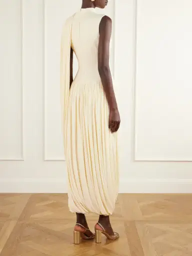Abadia Bamboo Asymmetric Draped Midi Dress | Thumbnail 3 Abadia Bamboo Asymmetric Draped Midi Dress | Thumbnail 3