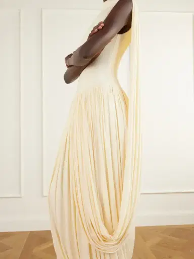 Abadia Bamboo Asymmetric Draped Midi Dress | Thumbnail 4 Abadia Bamboo Asymmetric Draped Midi Dress | Thumbnail 4
