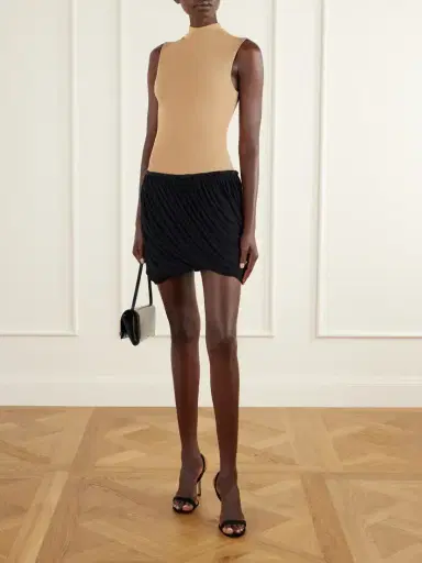 Abadia Draped Bead-embellished Two-tone Jersey Mini Dress | Thumbnail 2 Abadia Draped Bead-embellished Two-tone Jersey Mini Dress | Thumbnail 2