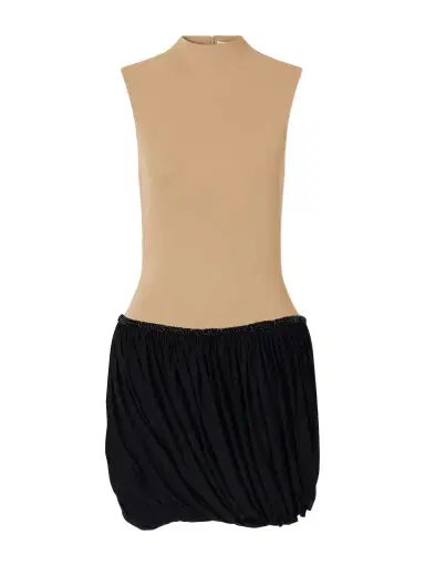 Abadia Draped Bead-embellished Two-tone Jersey Mini Dress | Thumbnail 1 Abadia Draped Bead-embellished Two-tone Jersey Mini Dress | Thumbnail 1