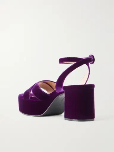 Gianvito Rossi 35 Leather-trimmed Velvet Sandals | Thumbnail 3 Gianvito Rossi 35 Leather-trimmed Velvet Sandals | Thumbnail 3