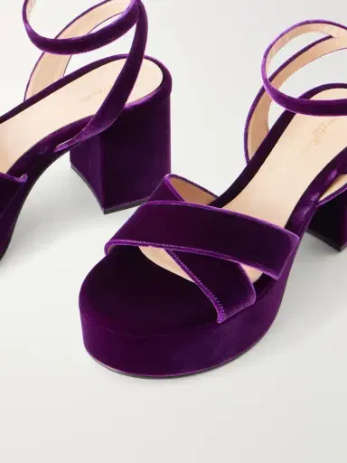 Gianvito Rossi 35 Leather-trimmed Velvet Sandals | Thumbnail 5 Gianvito Rossi 35 Leather-trimmed Velvet Sandals | Thumbnail 5