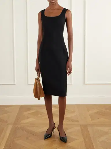 Dolce & Gabbana Virgin Wool-crepe Midi Dress | Thumbnail 2 Dolce & Gabbana Virgin Wool-crepe Midi Dress | Thumbnail 2
