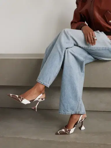 Amina Muaddi Holli Cow-print Calf Hair Slingback Pumps | Thumbnail 2 Amina Muaddi Holli Cow-print Calf Hair Slingback Pumps | Thumbnail 2