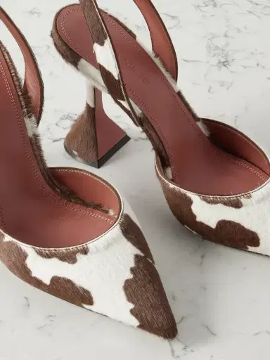 Amina Muaddi Holli Cow-print Calf Hair Slingback Pumps | Thumbnail 4 Amina Muaddi Holli Cow-print Calf Hair Slingback Pumps | Thumbnail 4