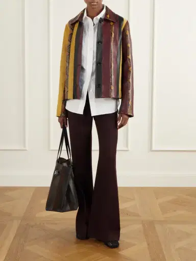 Proenza Schouler Striped Suede-trimmed Snake-effect Leather Jacket | Thumbnail 2 Proenza Schouler Striped Suede-trimmed Snake-effect Leather Jacket | Thumbnail 2