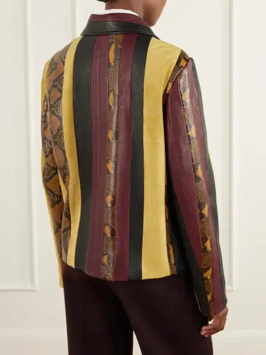 Proenza Schouler Striped Suede-trimmed Snake-effect Leather Jacket | Thumbnail 4 Proenza Schouler Striped Suede-trimmed Snake-effect Leather Jacket | Thumbnail 4