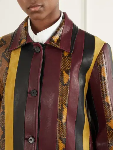 Proenza Schouler Striped Suede-trimmed Snake-effect Leather Jacket | Thumbnail 5 Proenza Schouler Striped Suede-trimmed Snake-effect Leather Jacket | Thumbnail 5