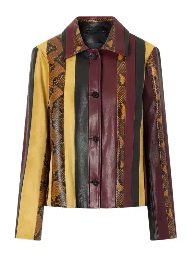 Proenza Schouler Striped Suede-trimmed Snake-effect Leather Jacket | Thumbnail 1 Proenza Schouler Striped Suede-trimmed Snake-effect Leather Jacket | Thumbnail 1
