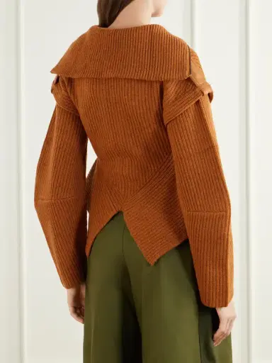 Zimmermann Valiant Leather-trimmed Ribbed-knit Wool-blend Cardigan | Thumbnail 3 Zimmermann Valiant Leather-trimmed Ribbed-knit Wool-blend Cardigan | Thumbnail 3