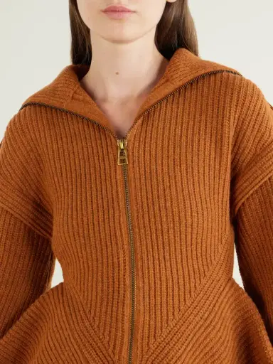 Zimmermann Valiant Leather-trimmed Ribbed-knit Wool-blend Cardigan | Thumbnail 4 Zimmermann Valiant Leather-trimmed Ribbed-knit Wool-blend Cardigan | Thumbnail 4