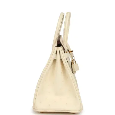 HERMÈS Hermes Birkin 25 Nata Ostrich Boreal Gold Hardware | Thumbnail 3 HERMÈS Hermes Birkin 25 Nata Ostrich Boreal Gold Hardware | Thumbnail 3
