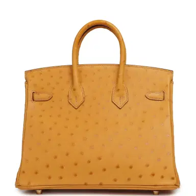 HERMÈS Hermes Birkin 25 Safran Ostrich Gold Hardware | Thumbnail 4 HERMÈS Hermes Birkin 25 Safran Ostrich Gold Hardware | Thumbnail 4