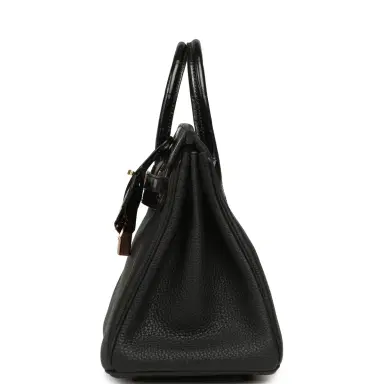 HERMÈS Hermes Birkin 25 Touch Black Togo, Shiny Niloticus Crocodile Touch Rose Gold Hardware | Thumbnail 4 HERMÈS Hermes Birkin 25 Touch Black Togo, Shiny Niloticus Crocodile Touch Rose Gold Hardware | Thumbnail 4